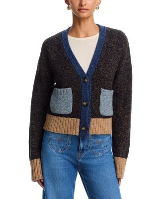 Veronica Beard Josiane Wool Blend Colorblocked Cardigan