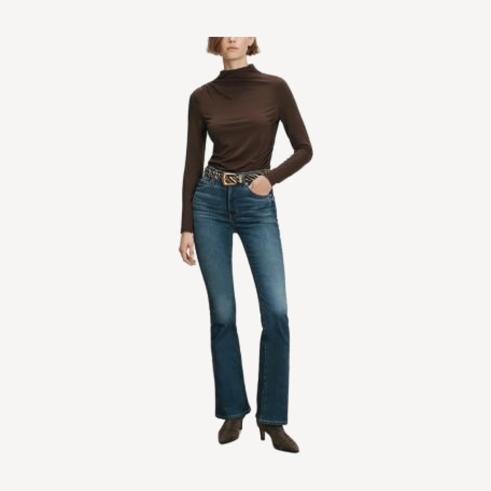 Veronica Beard Mylie Mock Neck Long Sleeve Ruched Top