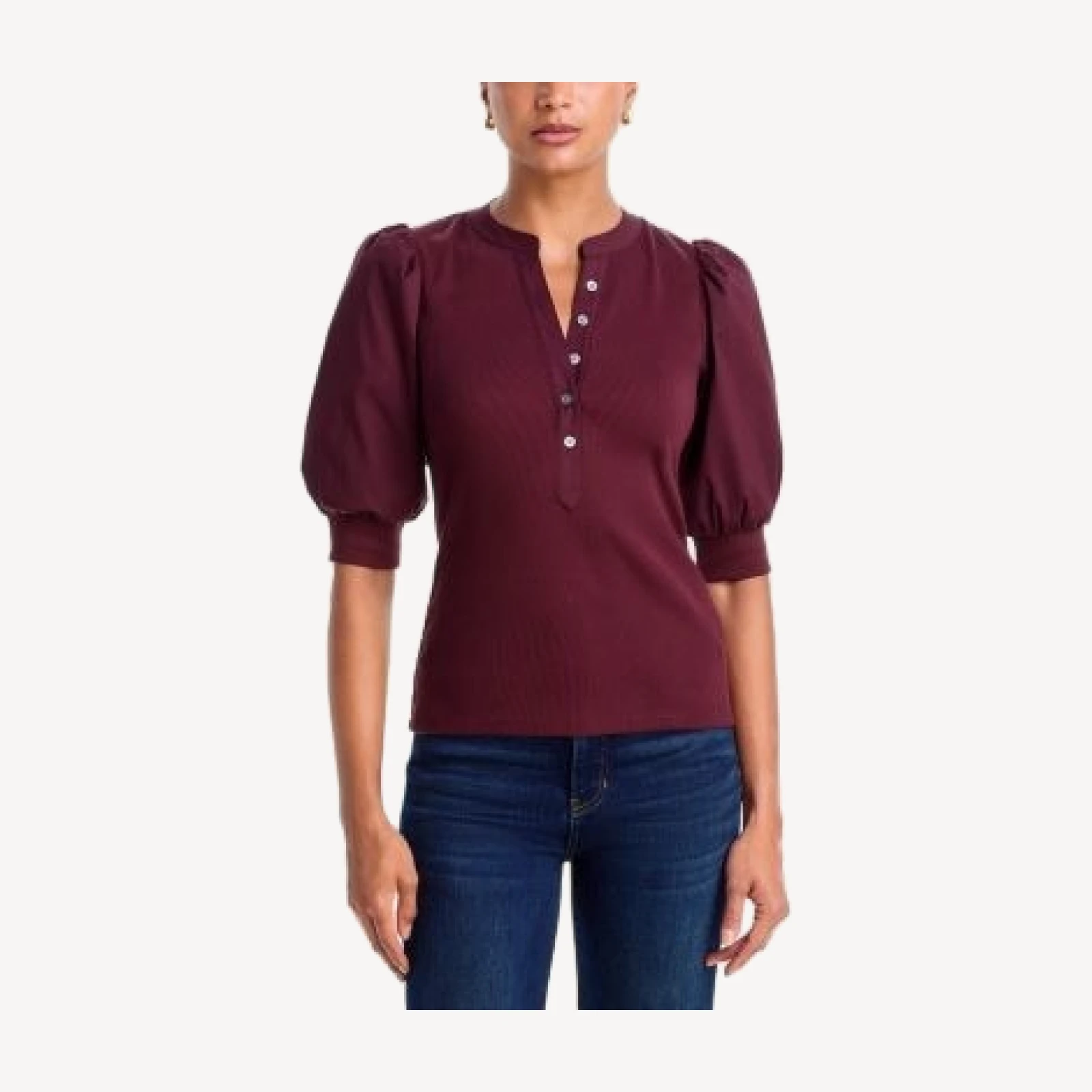 Veronica Beard Coralee Henley Cotton Stretch Top