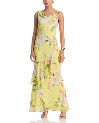 Aqua Asymmetric Chiffon Dress - Exclusive