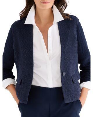 Nic+Zoe Weave Mix Collarless Knit Jacket