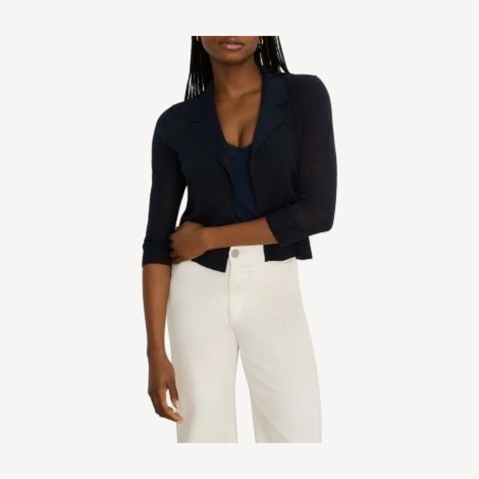 Nic+Zoe Featherknit Collared Sweater