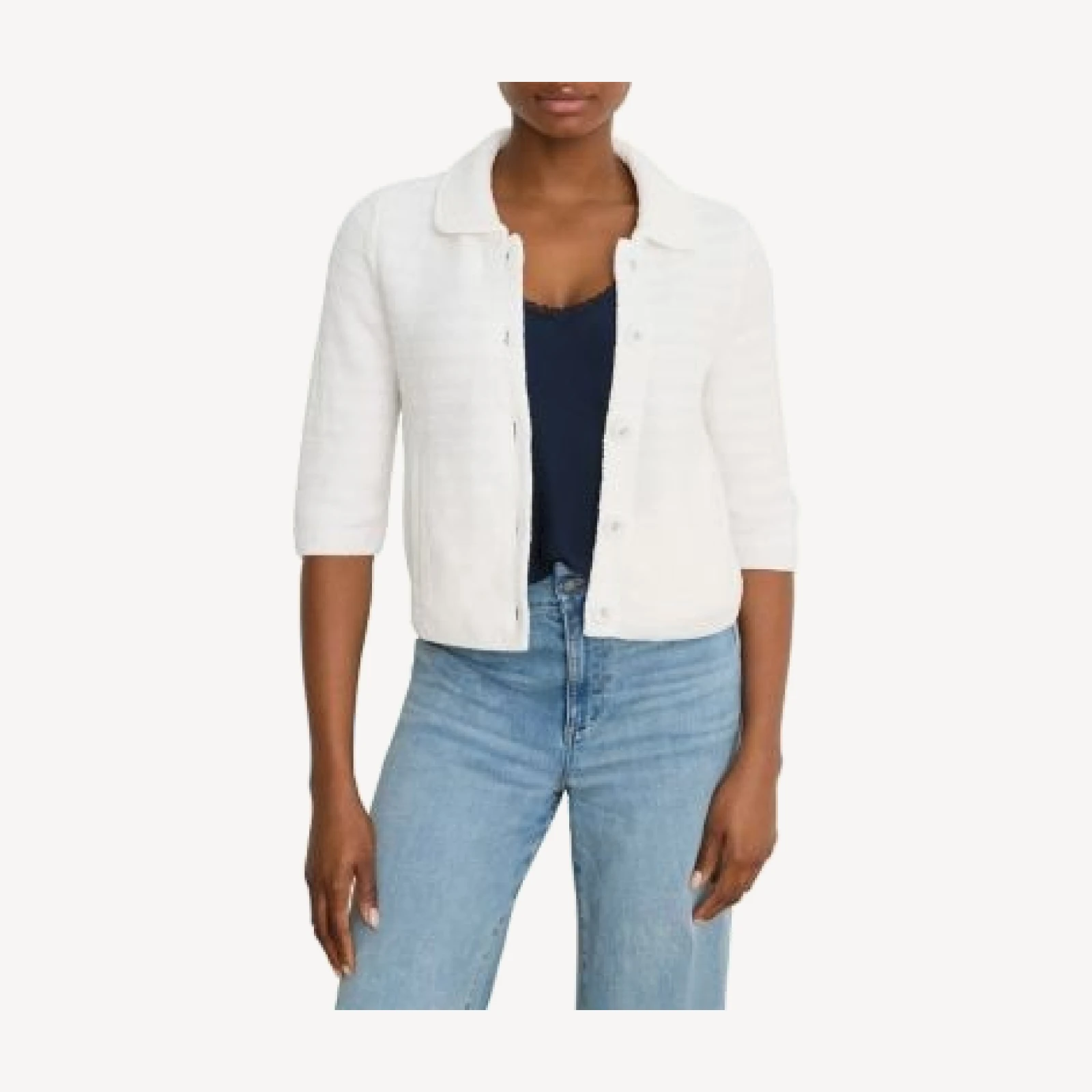 Nic+Zoe Elbow Sleeve Textured Knit Jacket