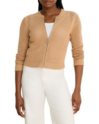 Nic+Zoe Zip Front Mesh Cardigan Sweater