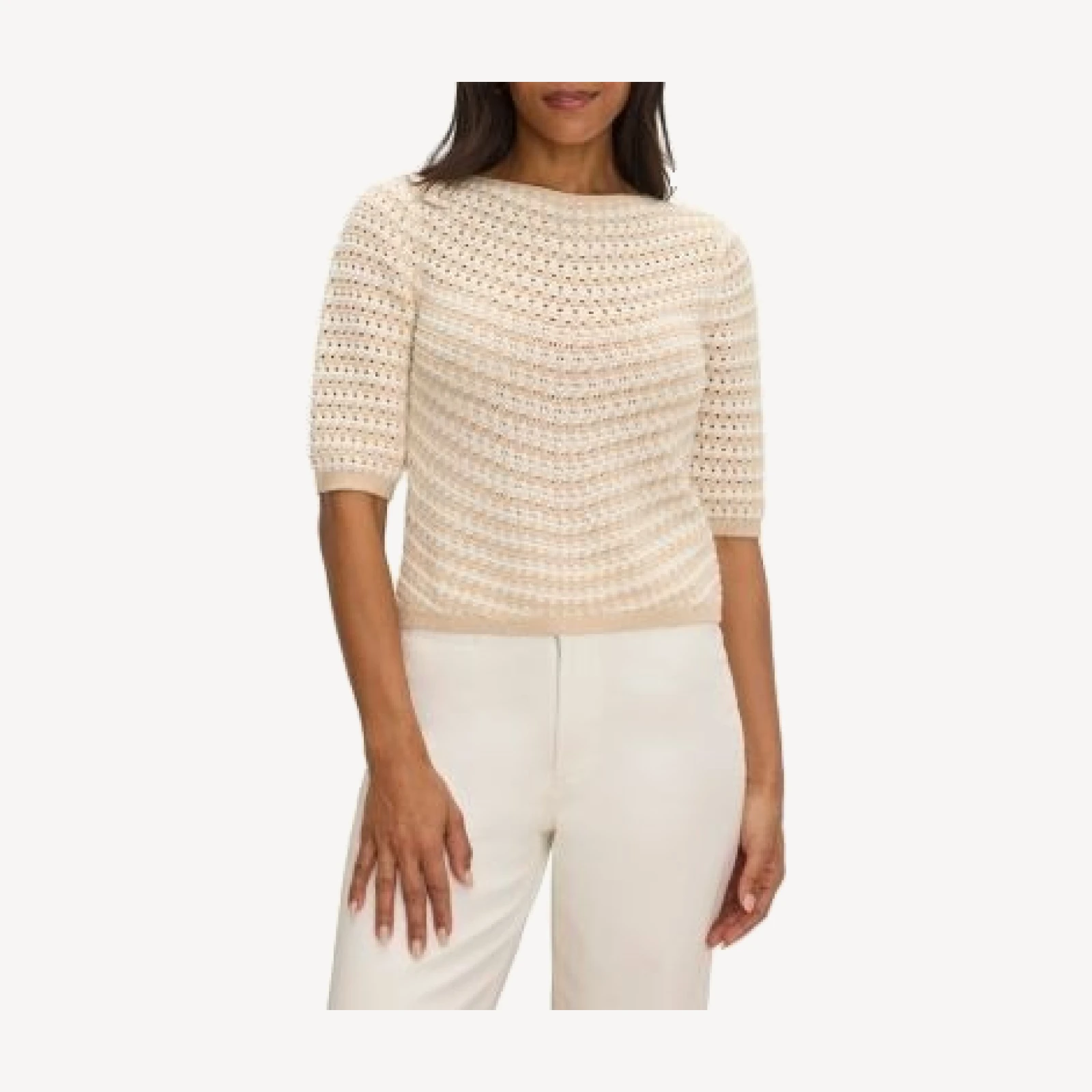 Nic+Zoe Crochet Boat Neck Sweater