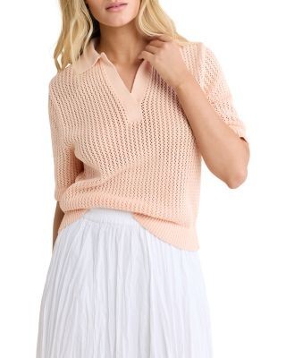 Nic+Zoe Mesh Polo Sweater
