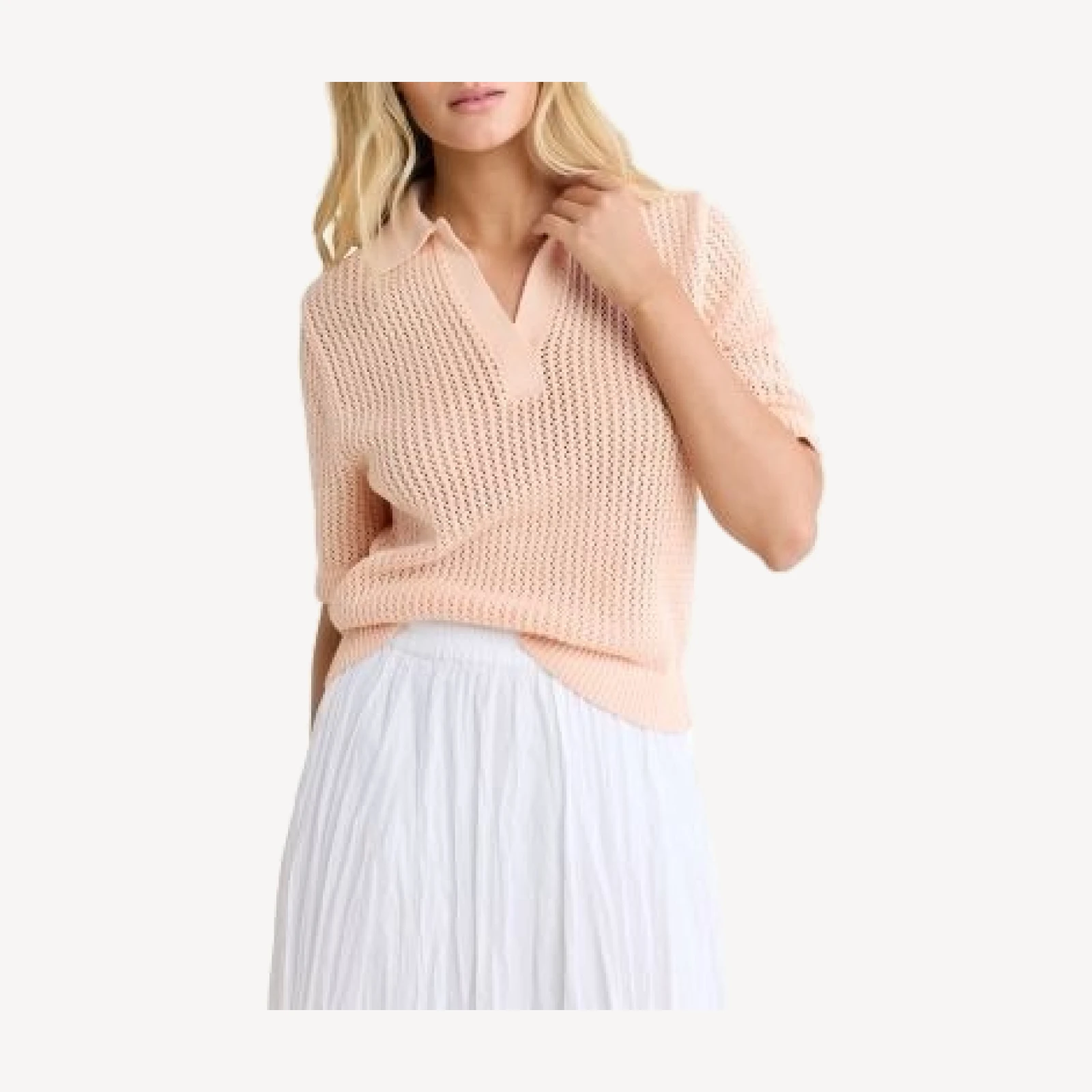 Nic+Zoe Mesh Polo Sweater