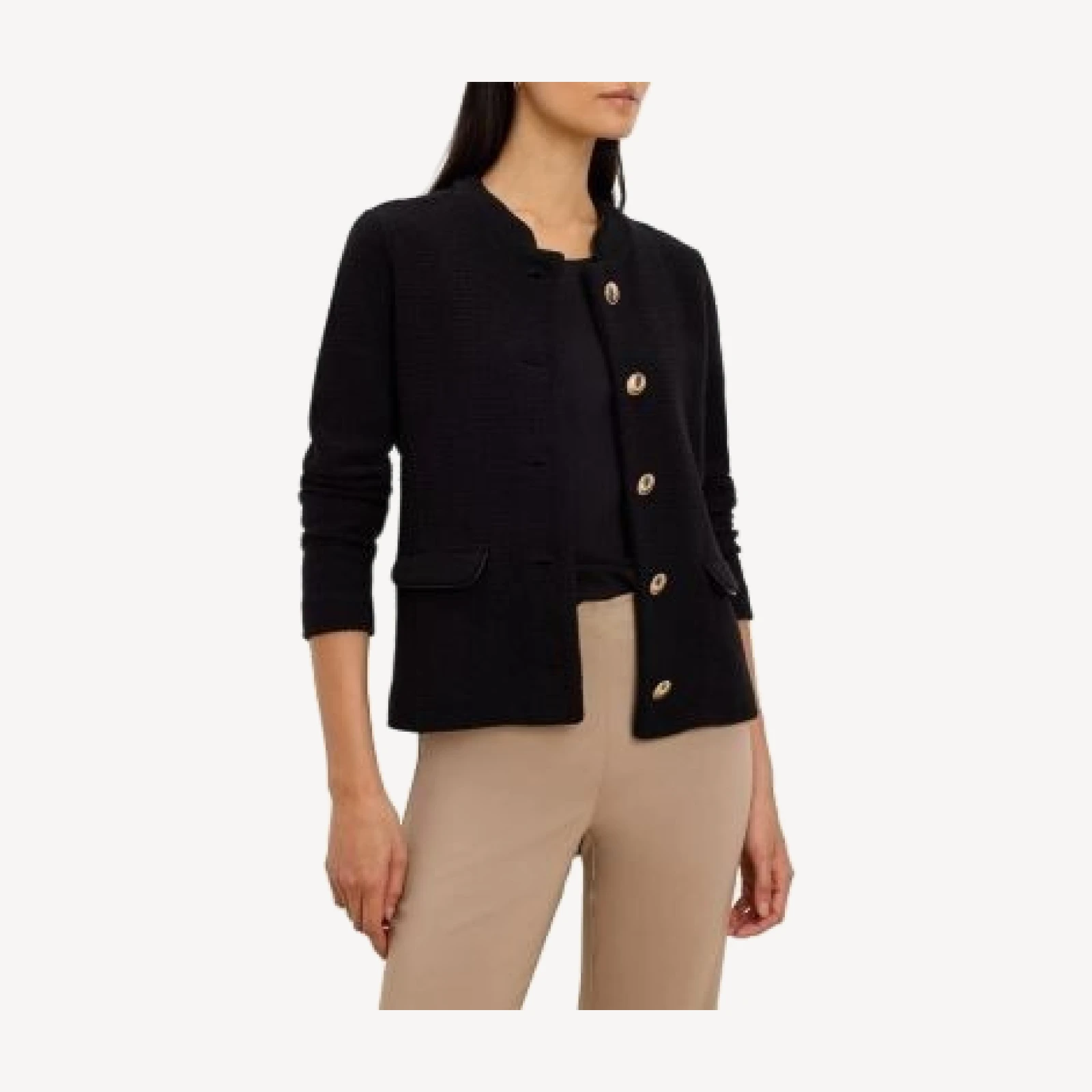 Nic+Zoe Trimmed Weave Mixed Knit Jacket
