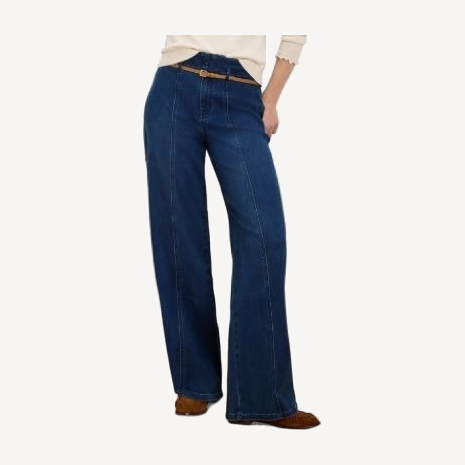 Nic+Zoe Weekend High Rise Wide Leg Belted Jeans in Harbor