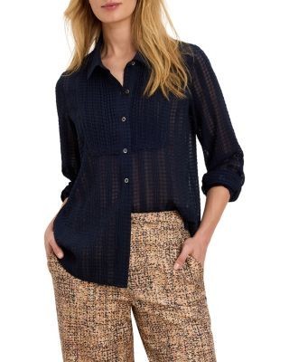 Nic+Zoe Chiffon Jacquard Tuxedo Shirt