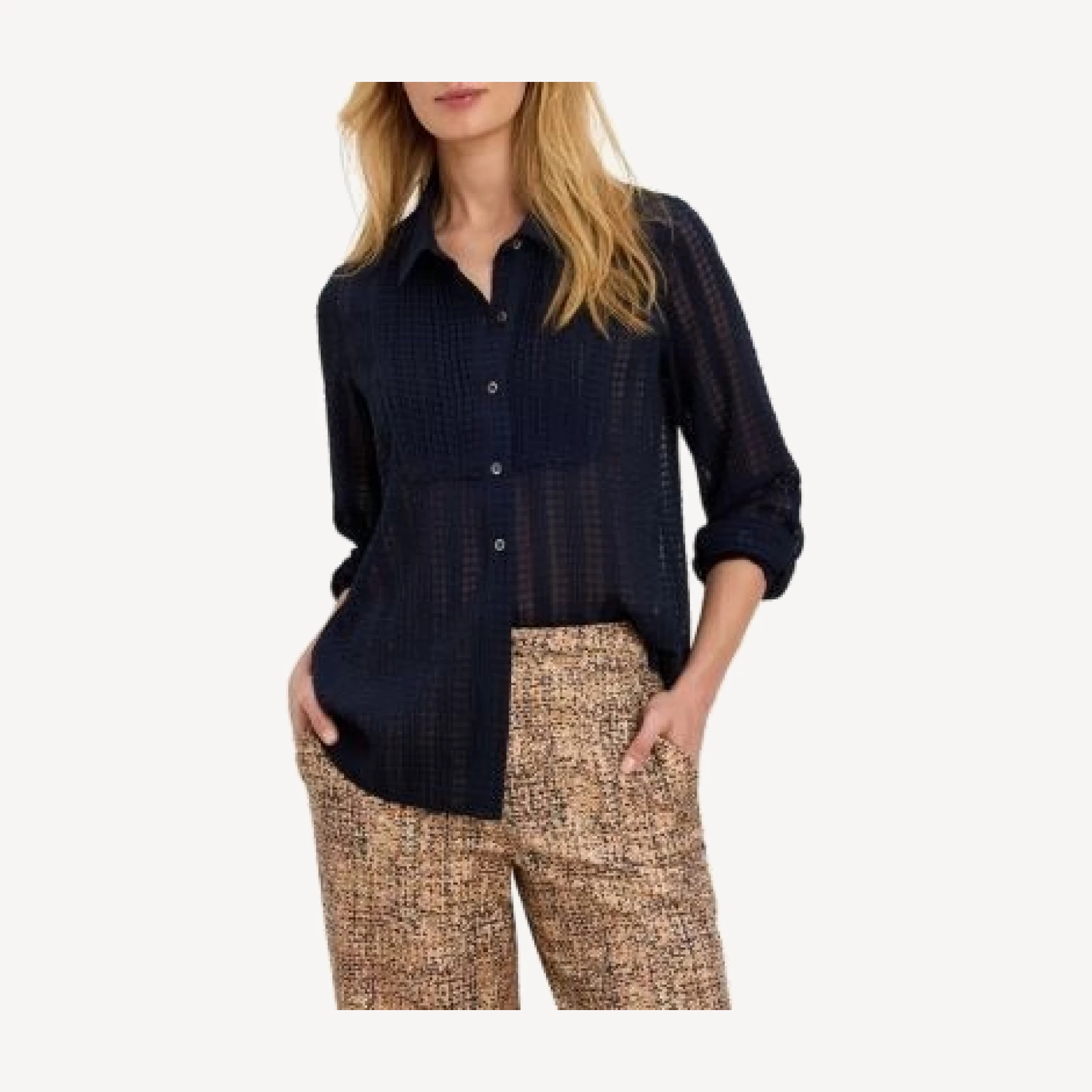 Nic+Zoe Chiffon Jacquard Tuxedo Shirt