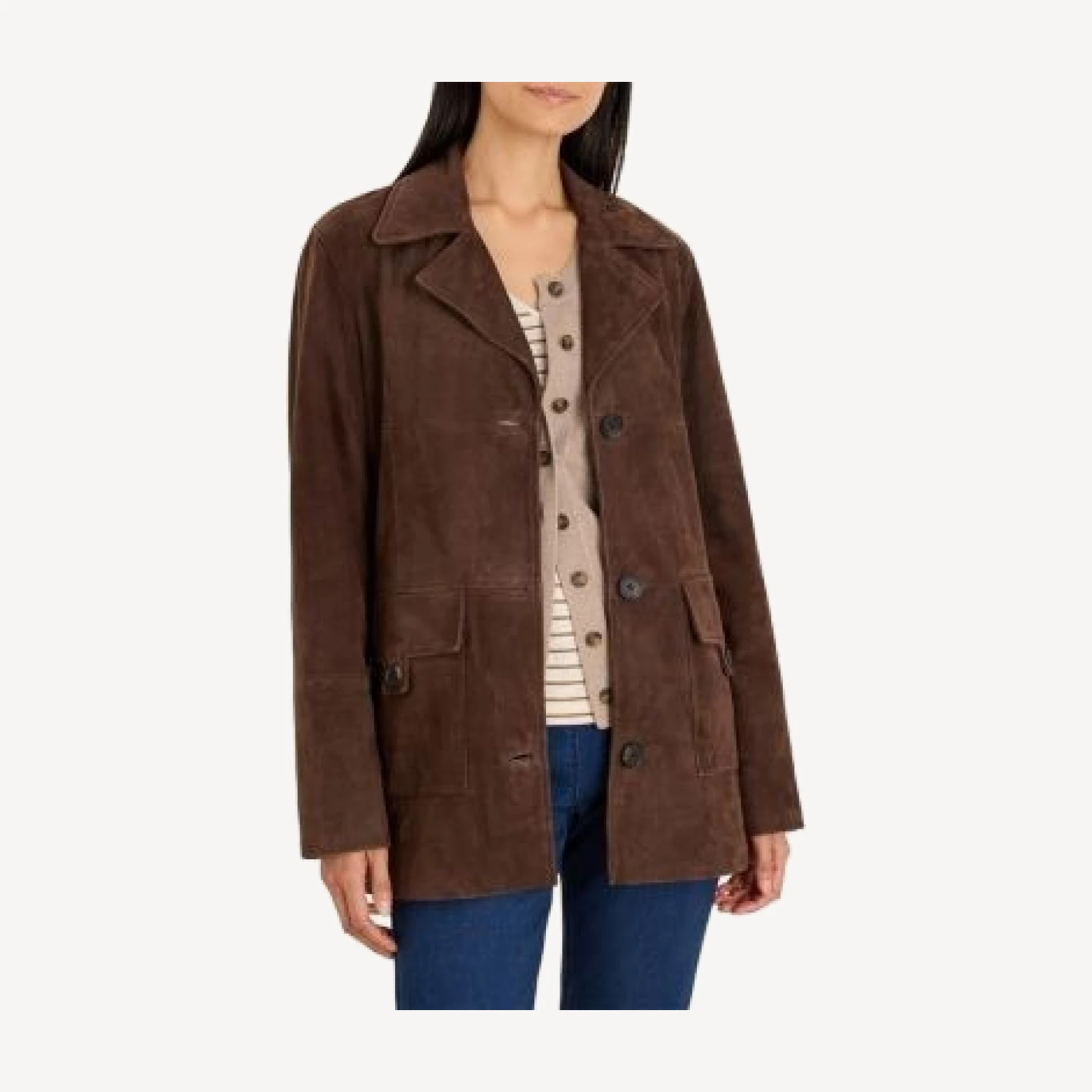 Nic+Zoe Suede Mod Button Coat
