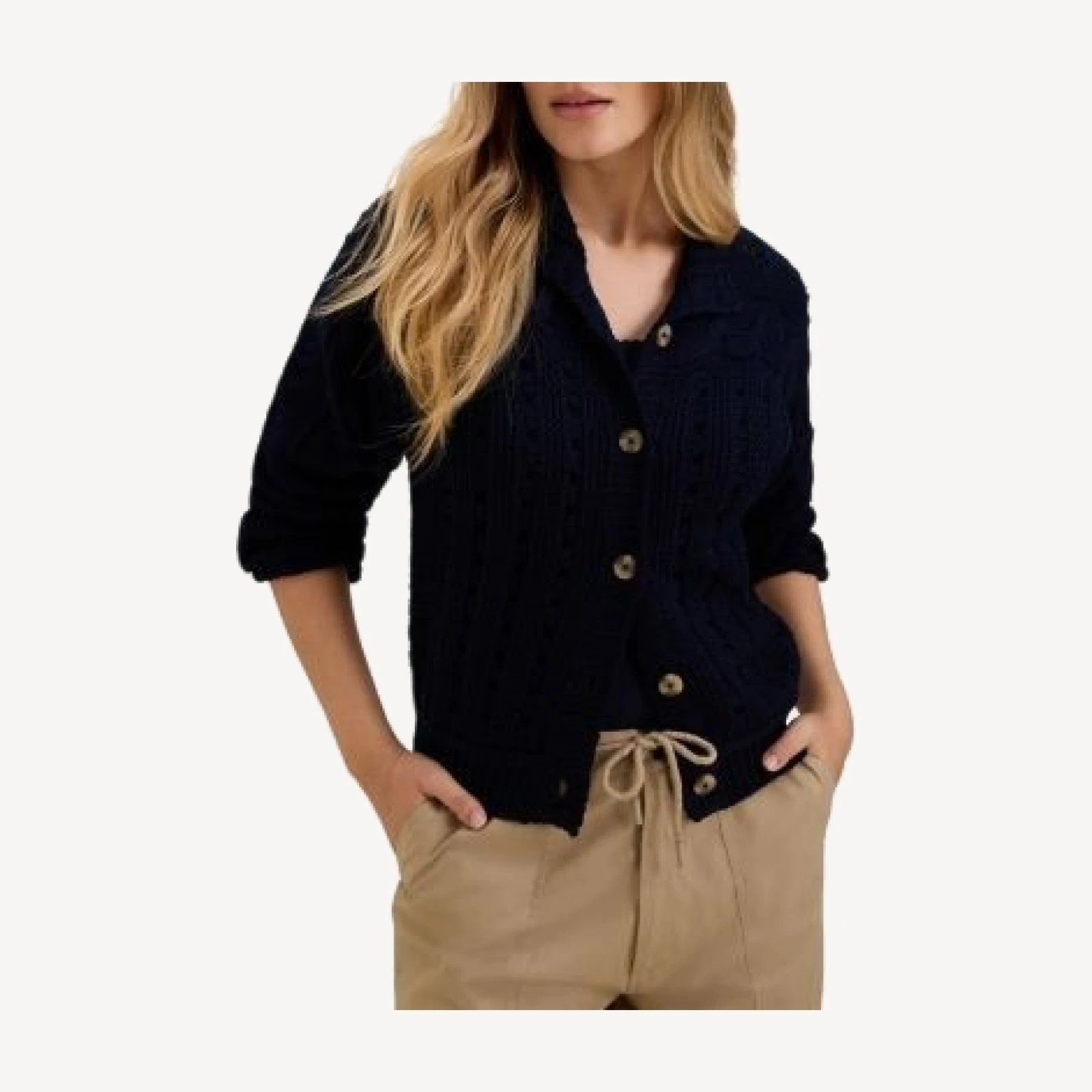 Nic+Zoe Cable Knit Mock Neck Cardigan