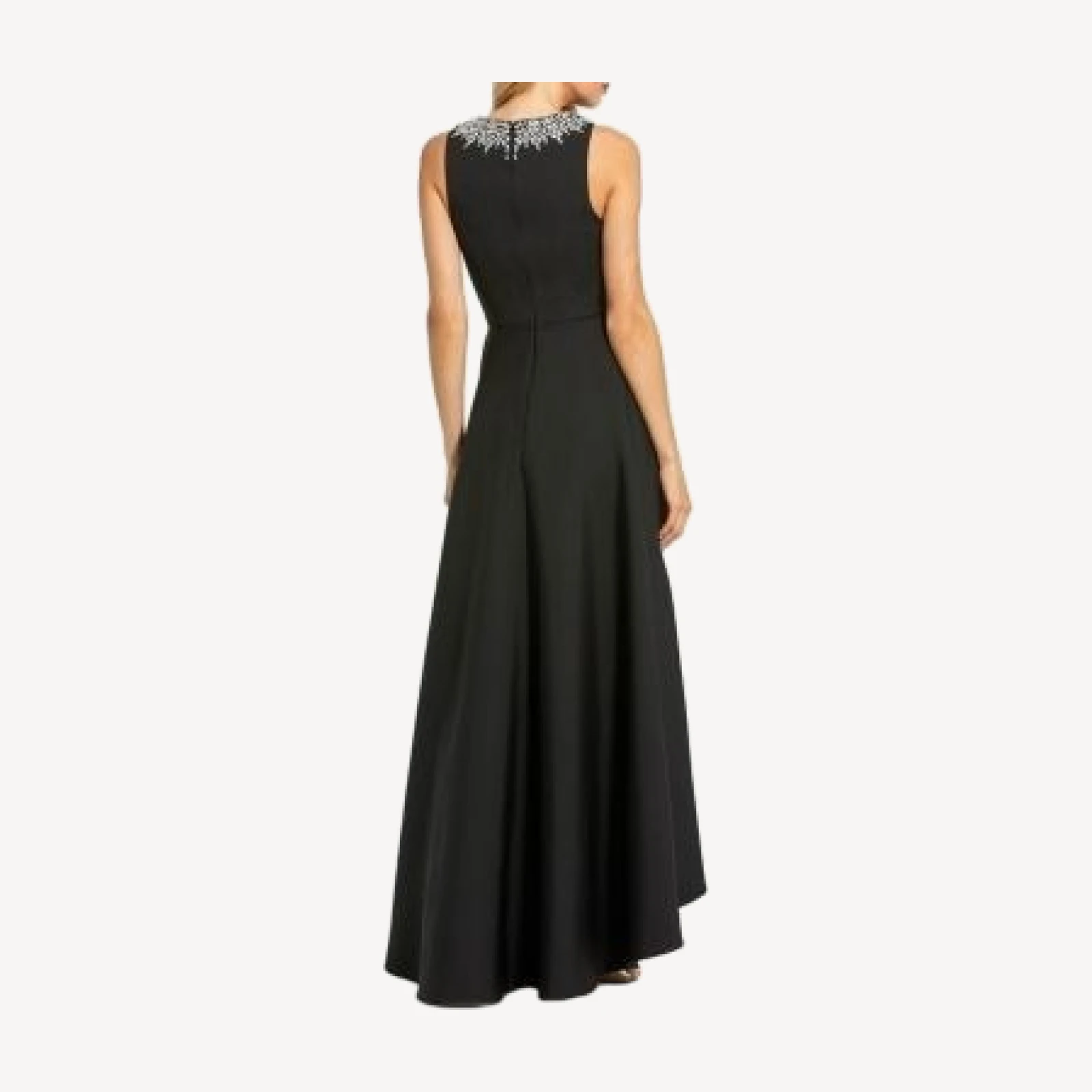 Mac Duggal Crepe Embellished Neck High Low Gown