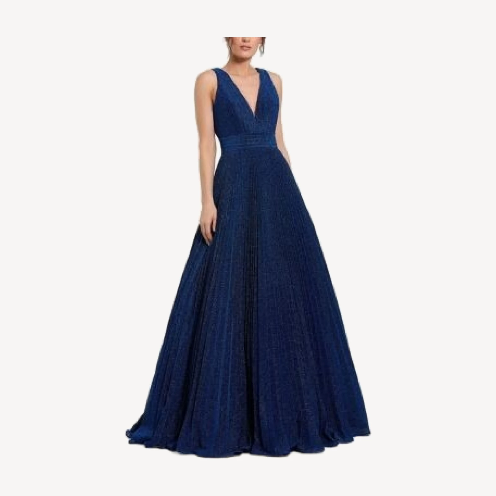 Mac Duggal Shimmering Georgette Pleated Sleeveless Gown