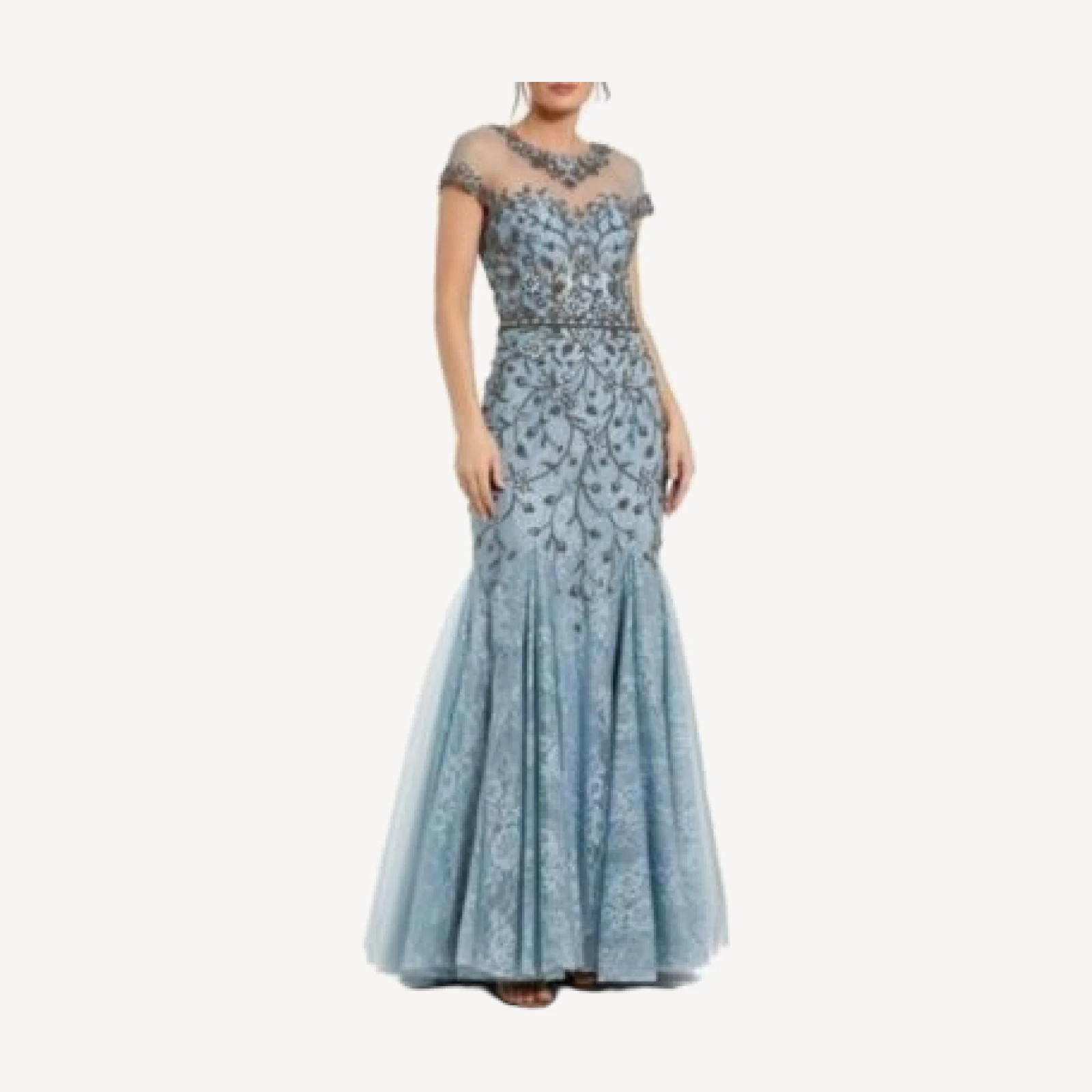 Mac Duggal Sheer Top Embellished Mermaid Gown