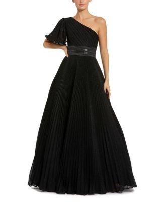 Mac Duggal Pleated Shimmering Georgette One Shoulder Gown