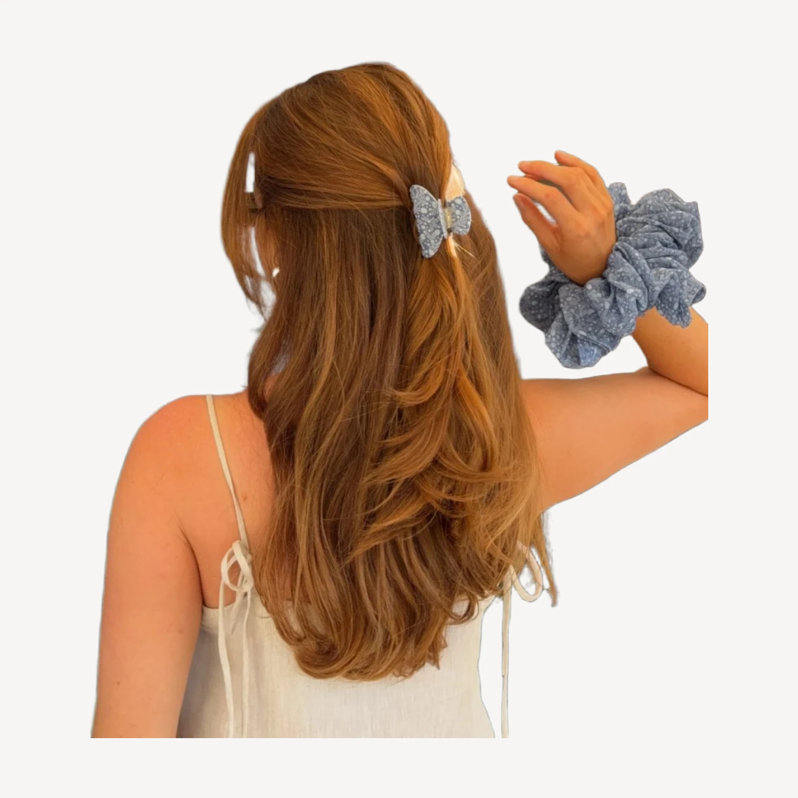 Hill House x Wet Brush Small Claw Clip Set - Matte Cornflower Ditsy Thistle and Pink Trellis