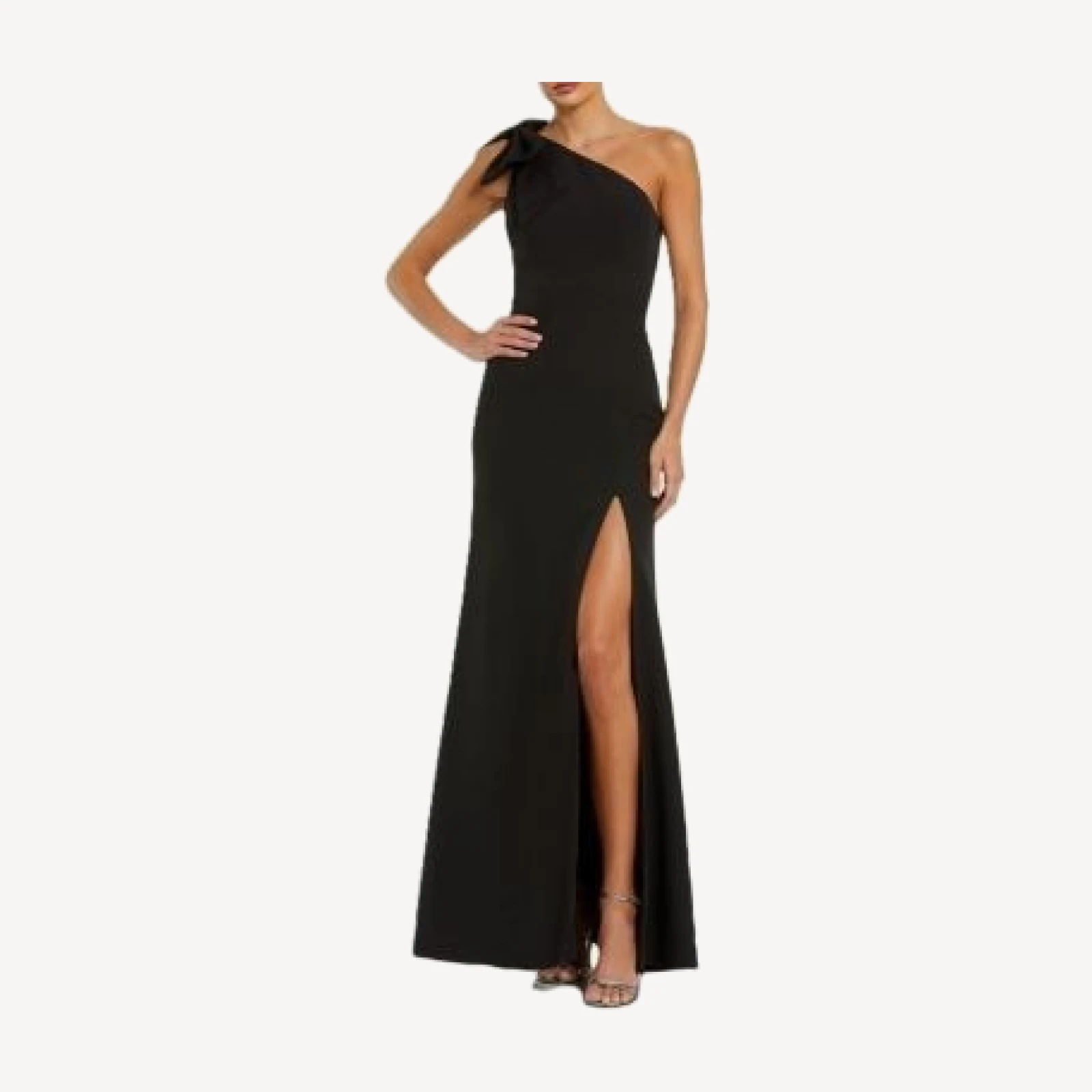 Mac Duggal Crepe One Shoulder Fitted Gown With Bow