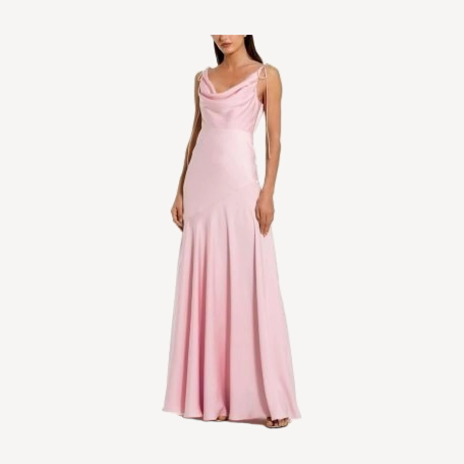 Mac Duggal Charmeuse Cowl Gown With Thin Bow Straps