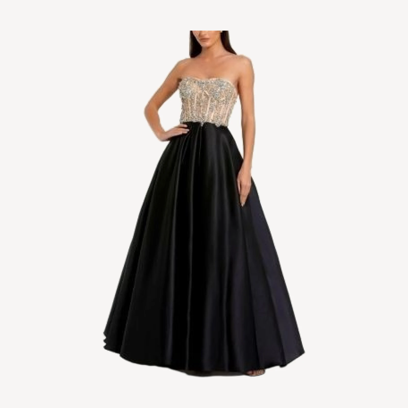 Mac Duggal Strapless Embellished Detail Bustier Ball Gown