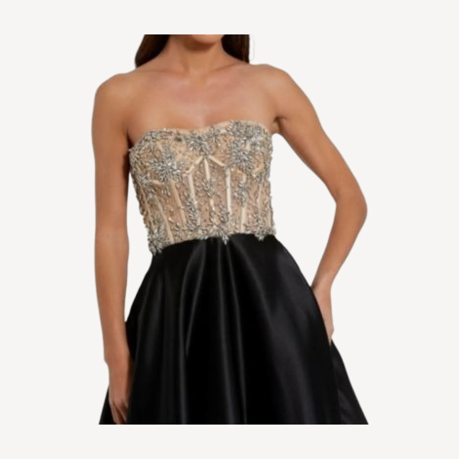 Mac Duggal Strapless Embellished Detail Bustier Ball Gown