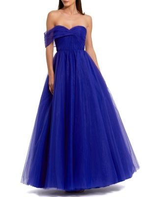 Mac Duggal Strapless Bustier Tulle Ball Gown