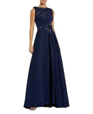 Mac Duggal Appliqued Sleeveless A Line Gown