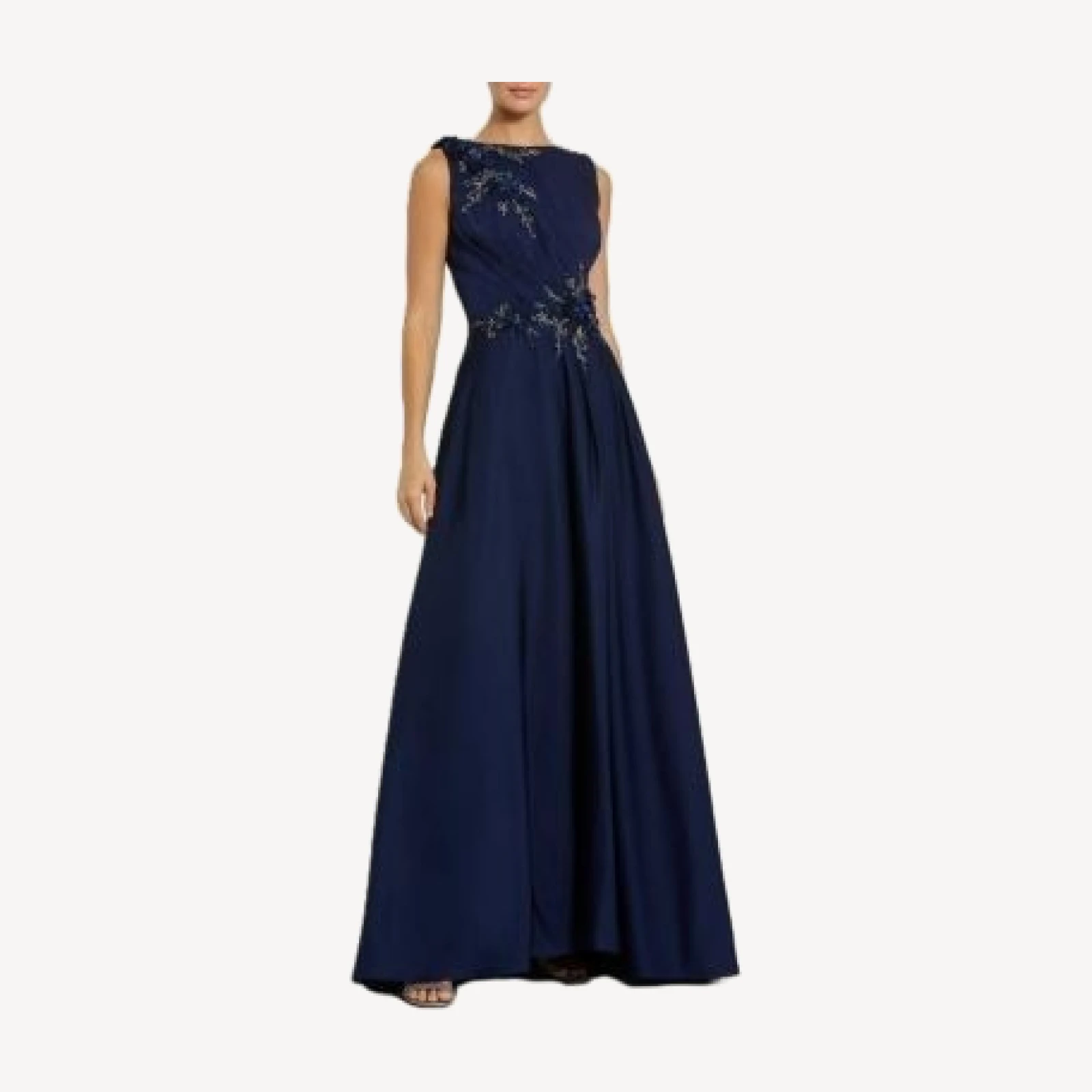Mac Duggal Appliqued Sleeveless A Line Gown