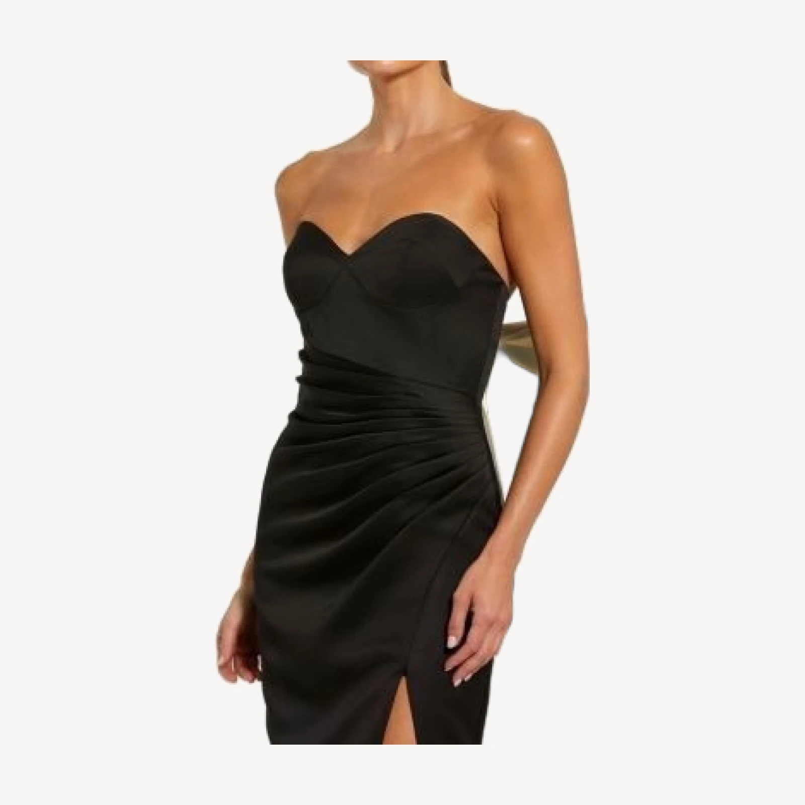 Mac Duggal Satin Strapless Bustier Gown With Oversized Bow