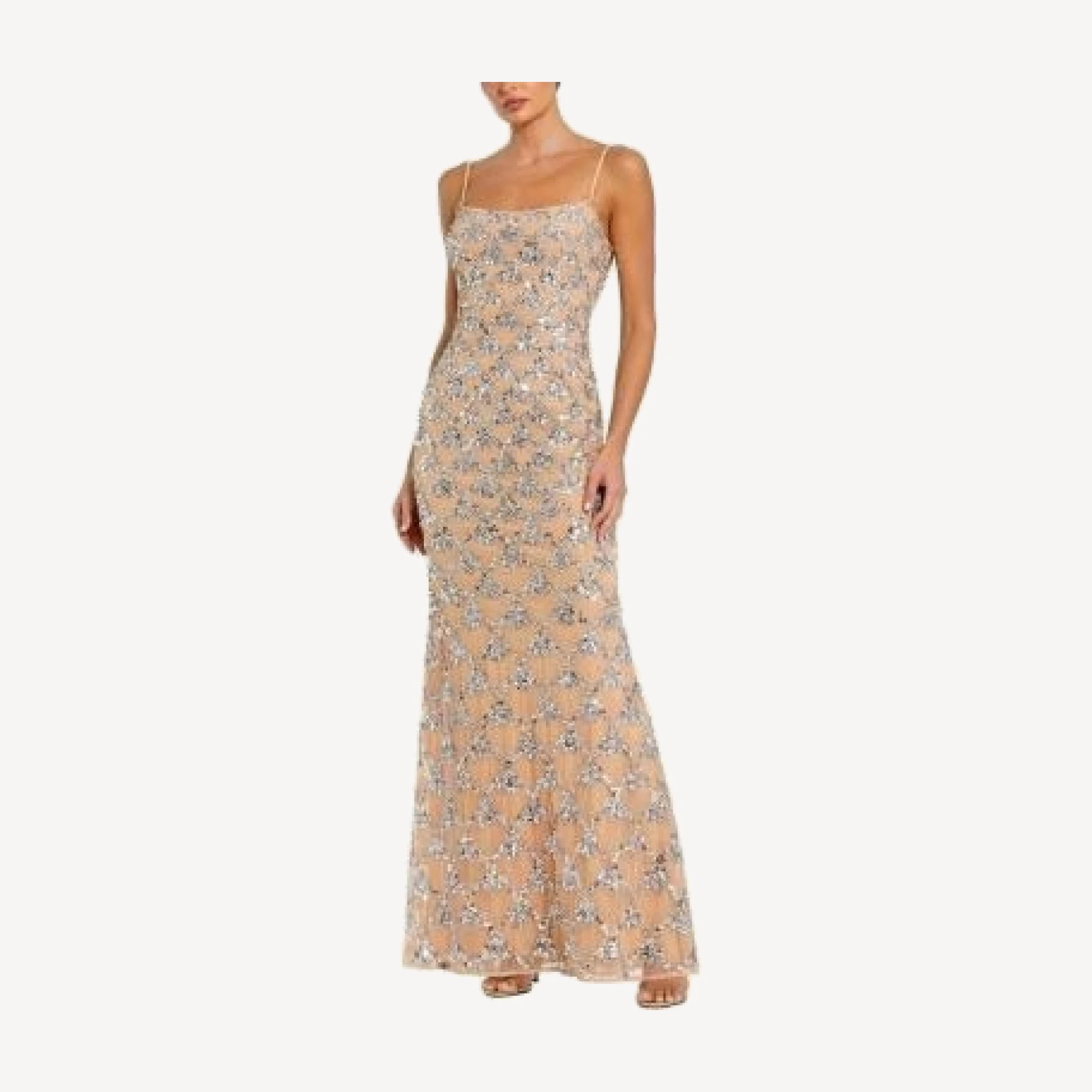 Mac Duggal Sleeveless Scoop Neck Rhinestone Embellshed Gown