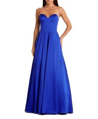 Mac Duggal Satin Strapless Ballgown with Bow Details