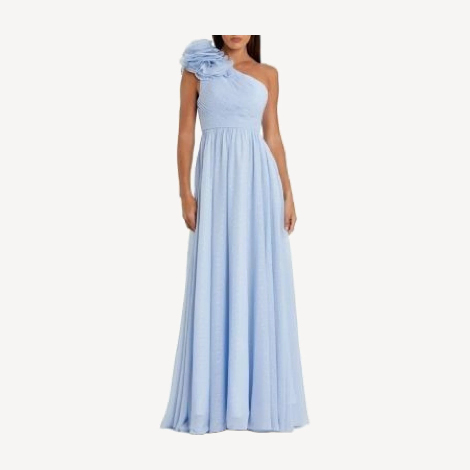 Mac Duggal Polka Dot Ruffled One Shoulder Gown