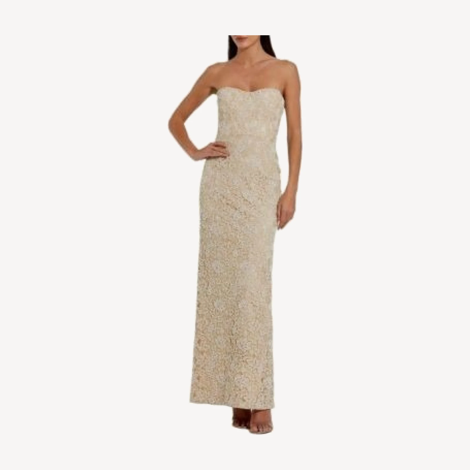 Mac Duggal Women's Strapless Beaded Lace Fitted Column Gown