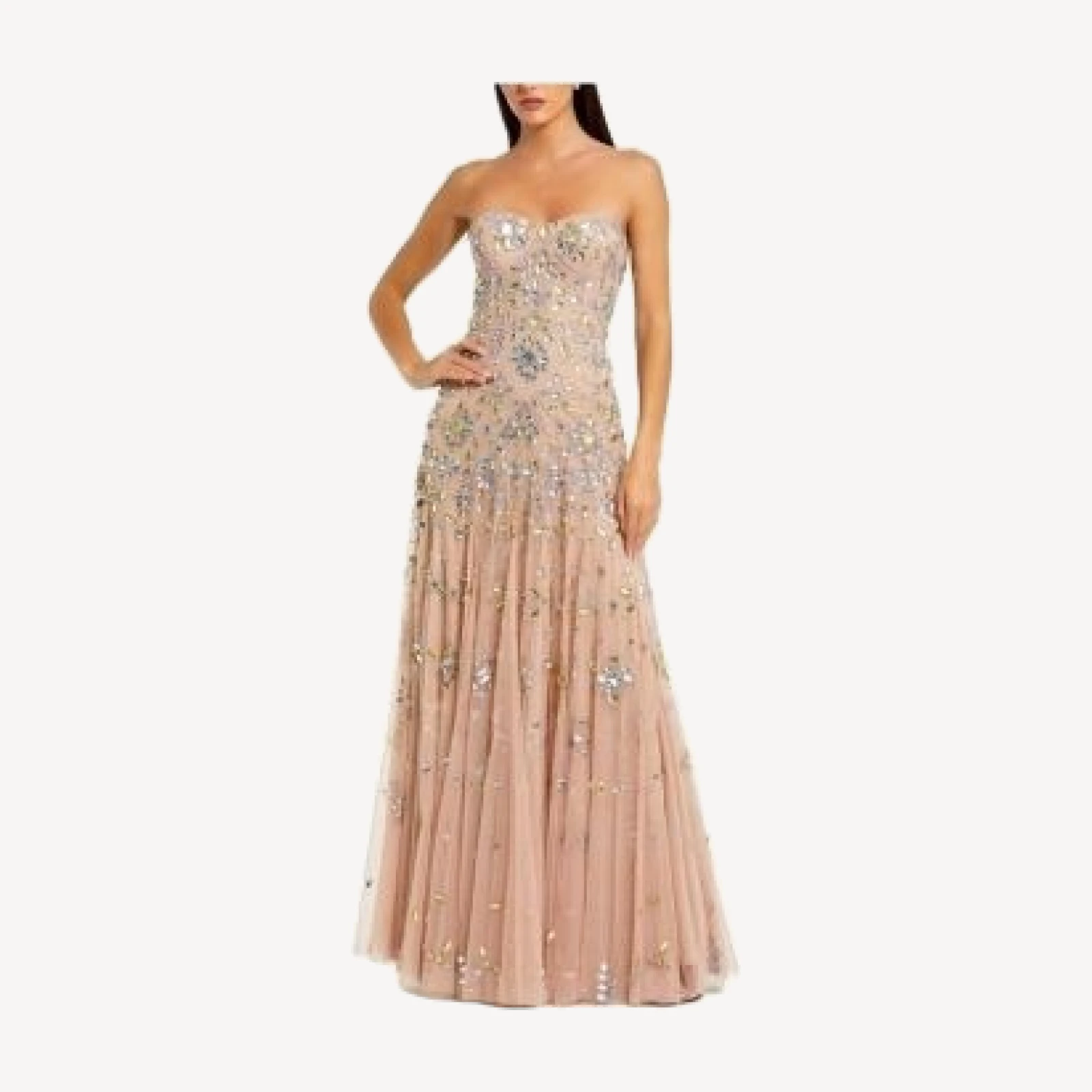 Mac Duggal Strapless Sweetheart Embellished Net Gown