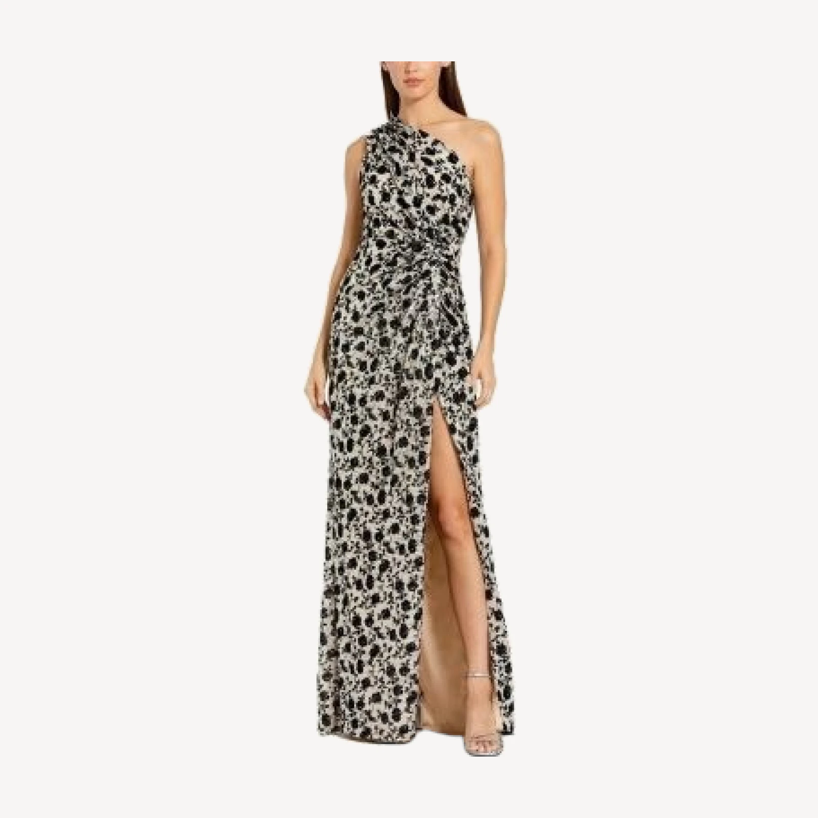 Mac Duggal Floral Sequin One Shoulder Column Gown With Slit