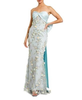 Mac Duggal Strapless Sweetheart Embellished Gown with Bow