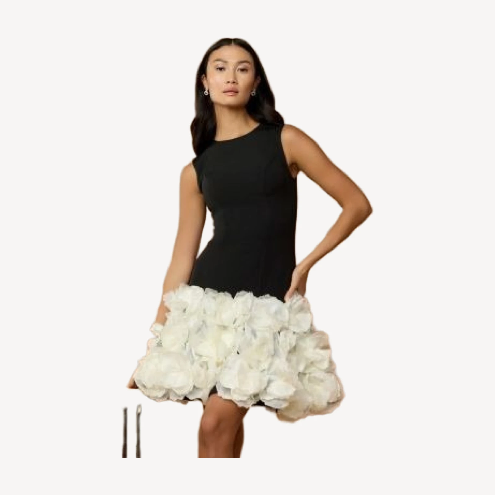 Mac Duggal Sleeveless High Neck Mini Dress with 3D Floral Skirt