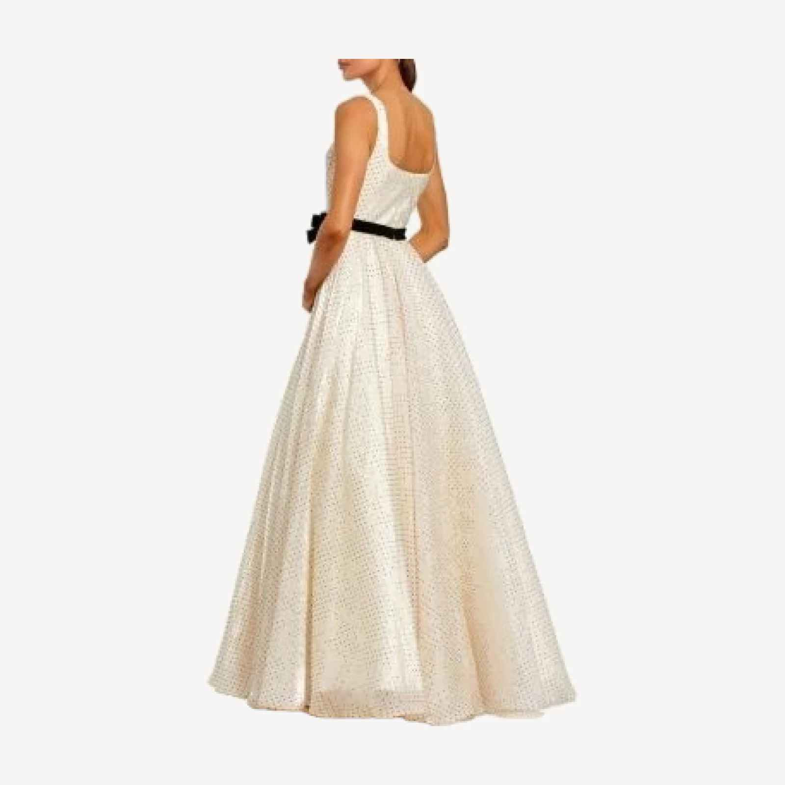 Mac Duggal Polka Dot Organza Square Neck Ballgown with Bow