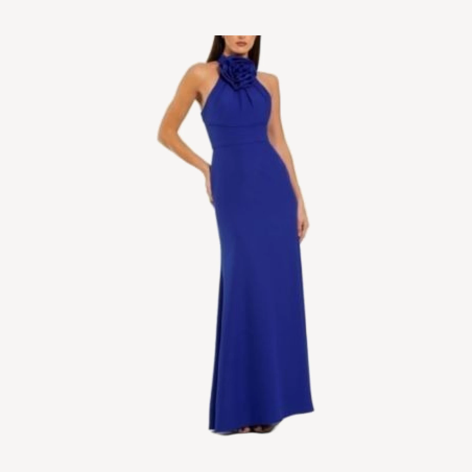 Mac Duggal Flower Halter Neck Crepe Column Gown