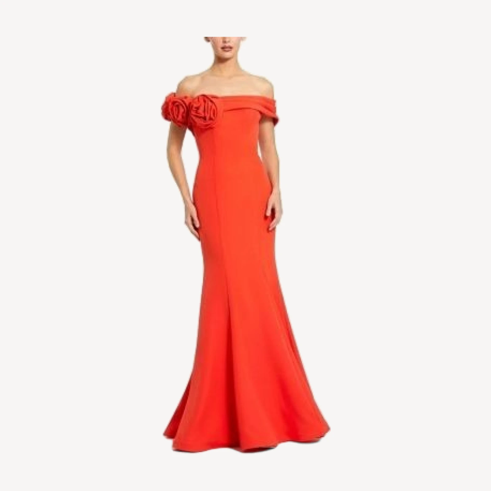 Mac Duggal 3D Floral Crepe Off-Shoulder Gown