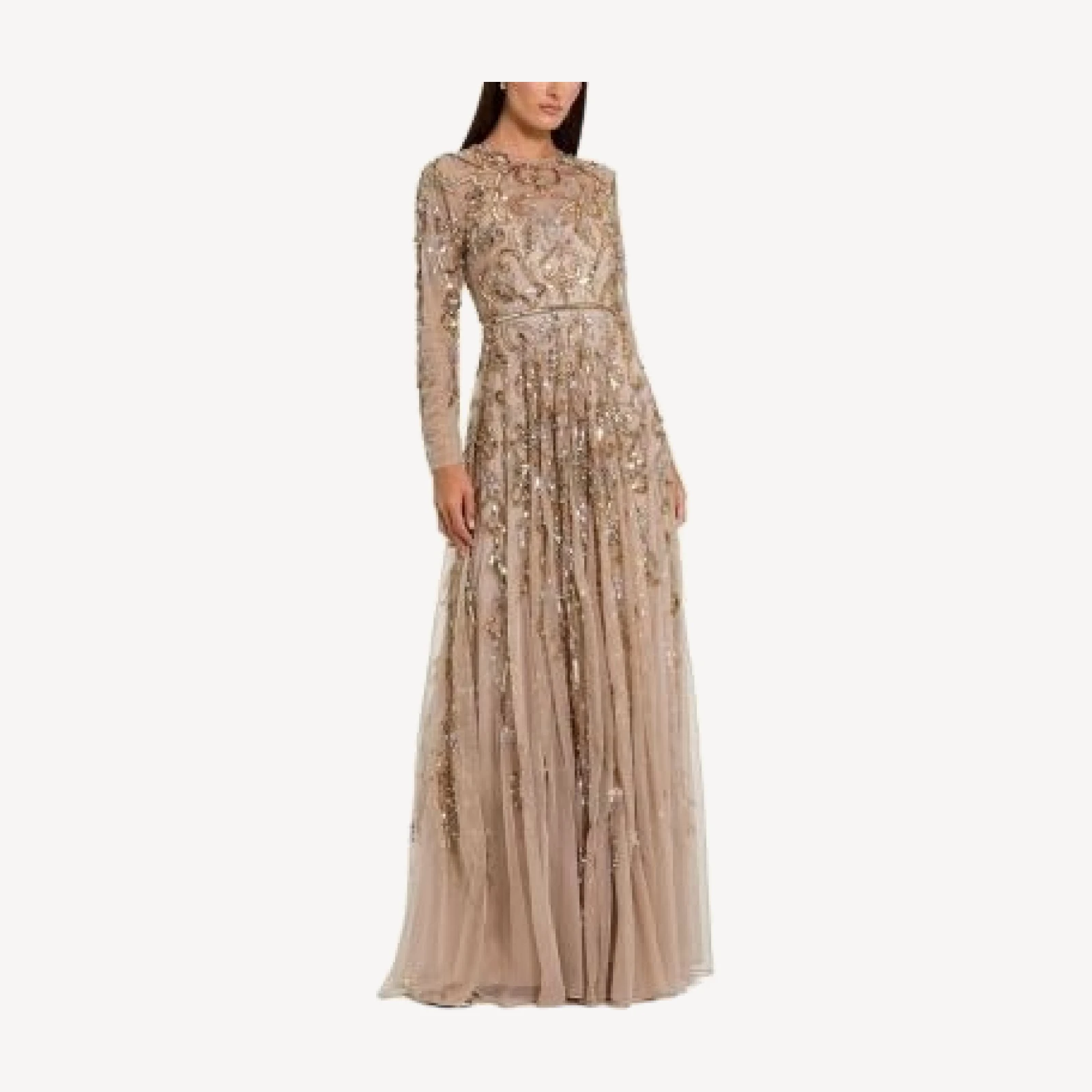 Mac Duggal Long Sleeve Hand Embellished Gown