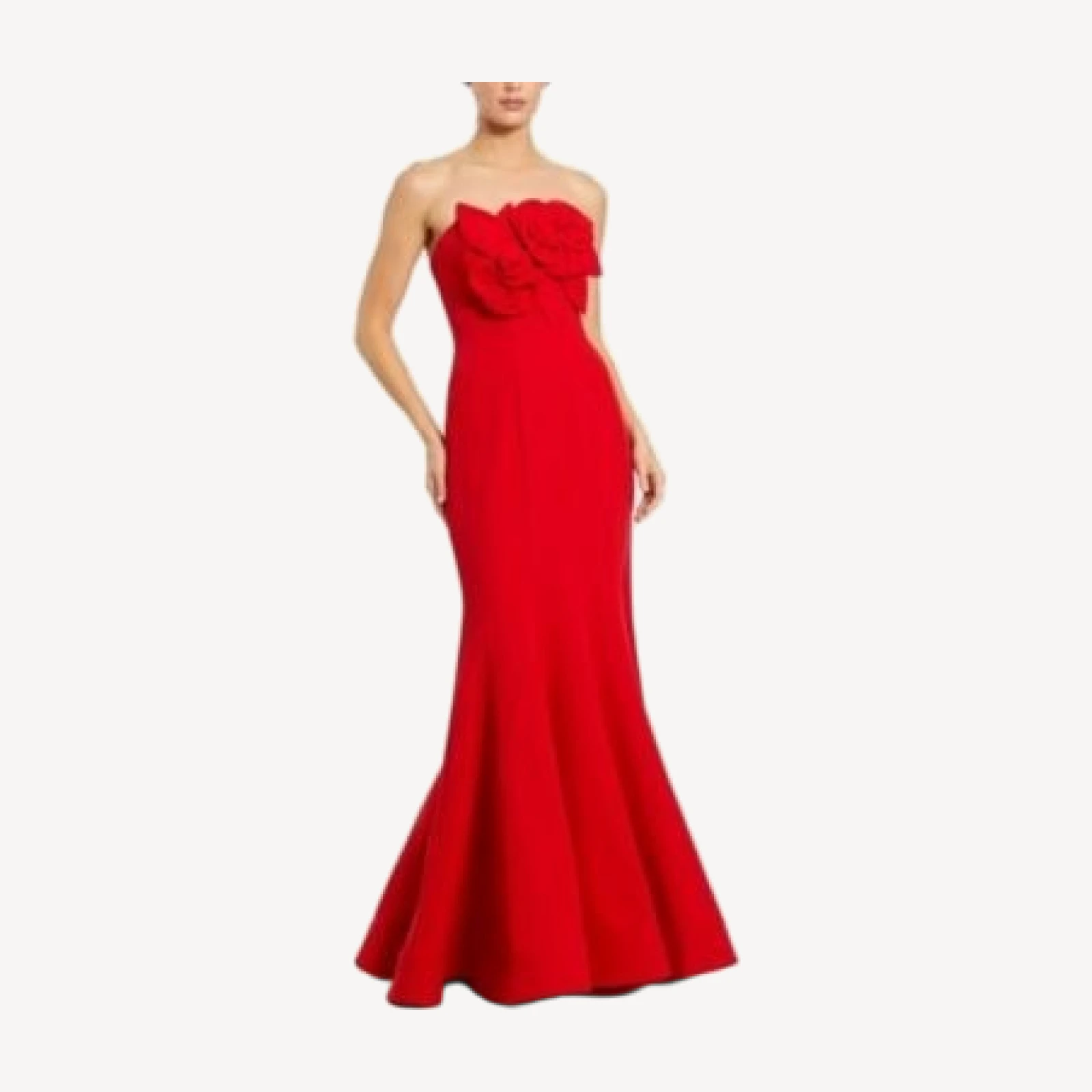 Mac Duggal Crepe Strapless Mermaid with 3D Flowers Gown