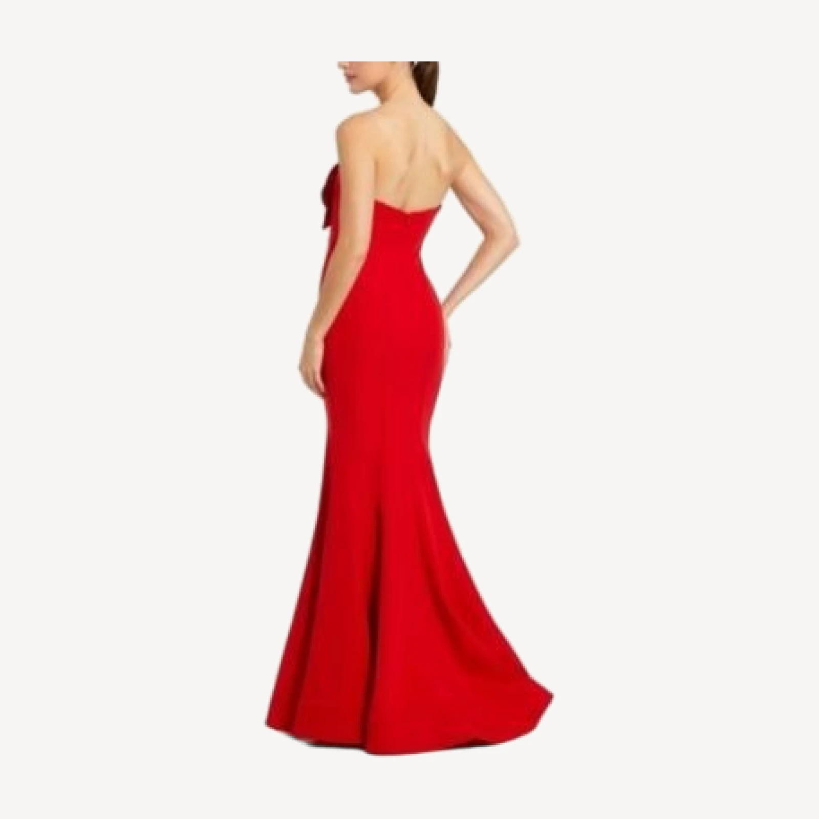 Mac Duggal Crepe Strapless Mermaid with 3D Flowers Gown