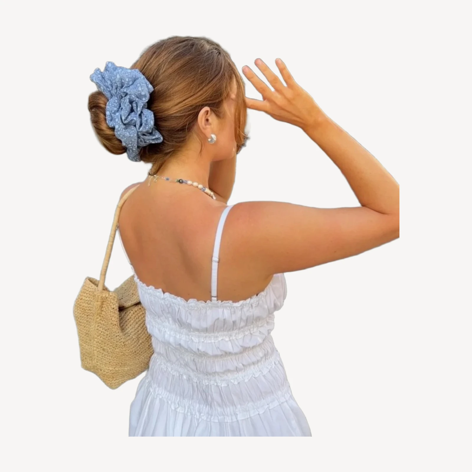 Hill House x Wet Brush XL Chiffon Scrunchie - Cornflower Ditsy Thistle