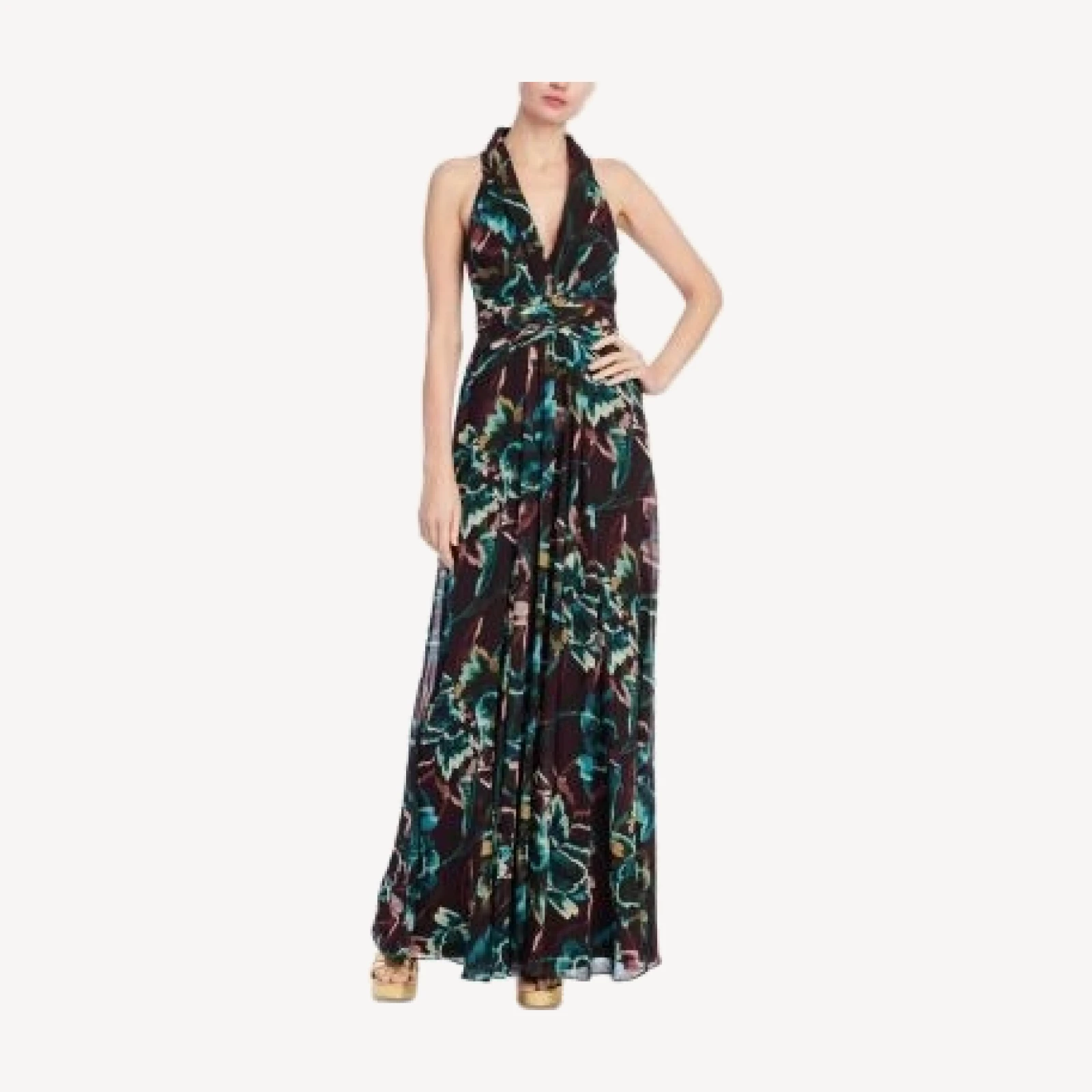 Badgley Mischka Floral Tuck Waist Dress
