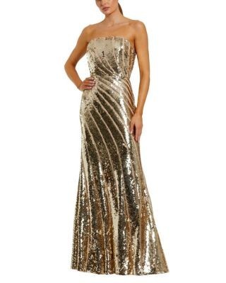 Mac Duggal Sequin Mesh Strapless Trumpet Gown