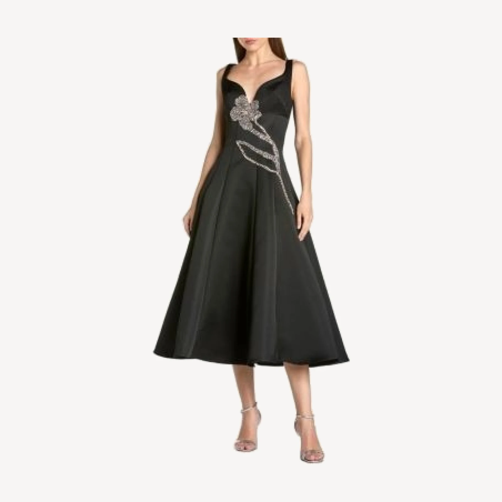 Mac Duggal A-Line Midi Dress With Embellished Flower