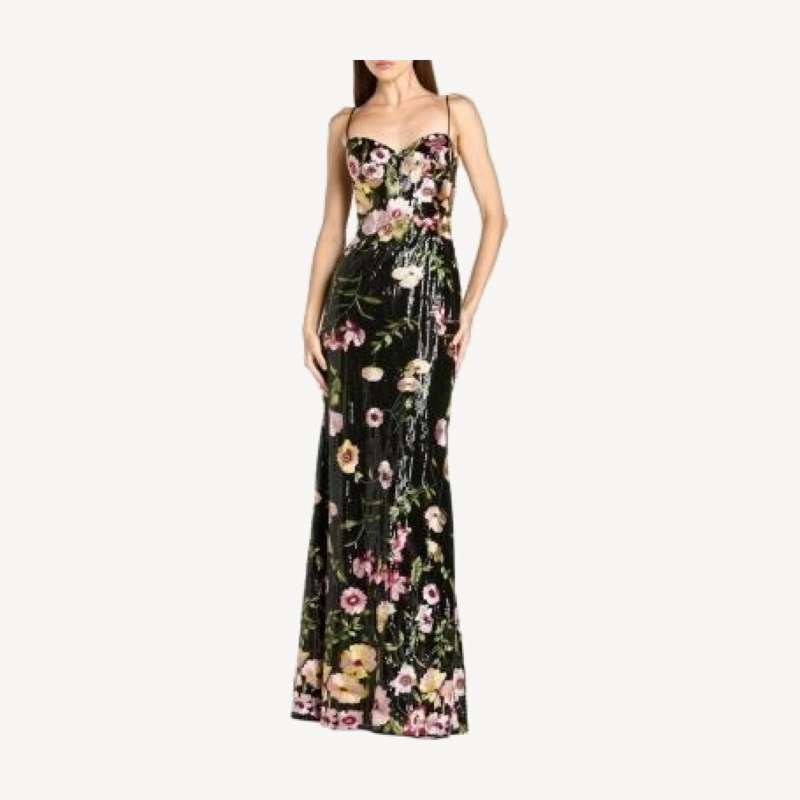 Mac Duggal Sleeveless Bustier Floral Applique Gown