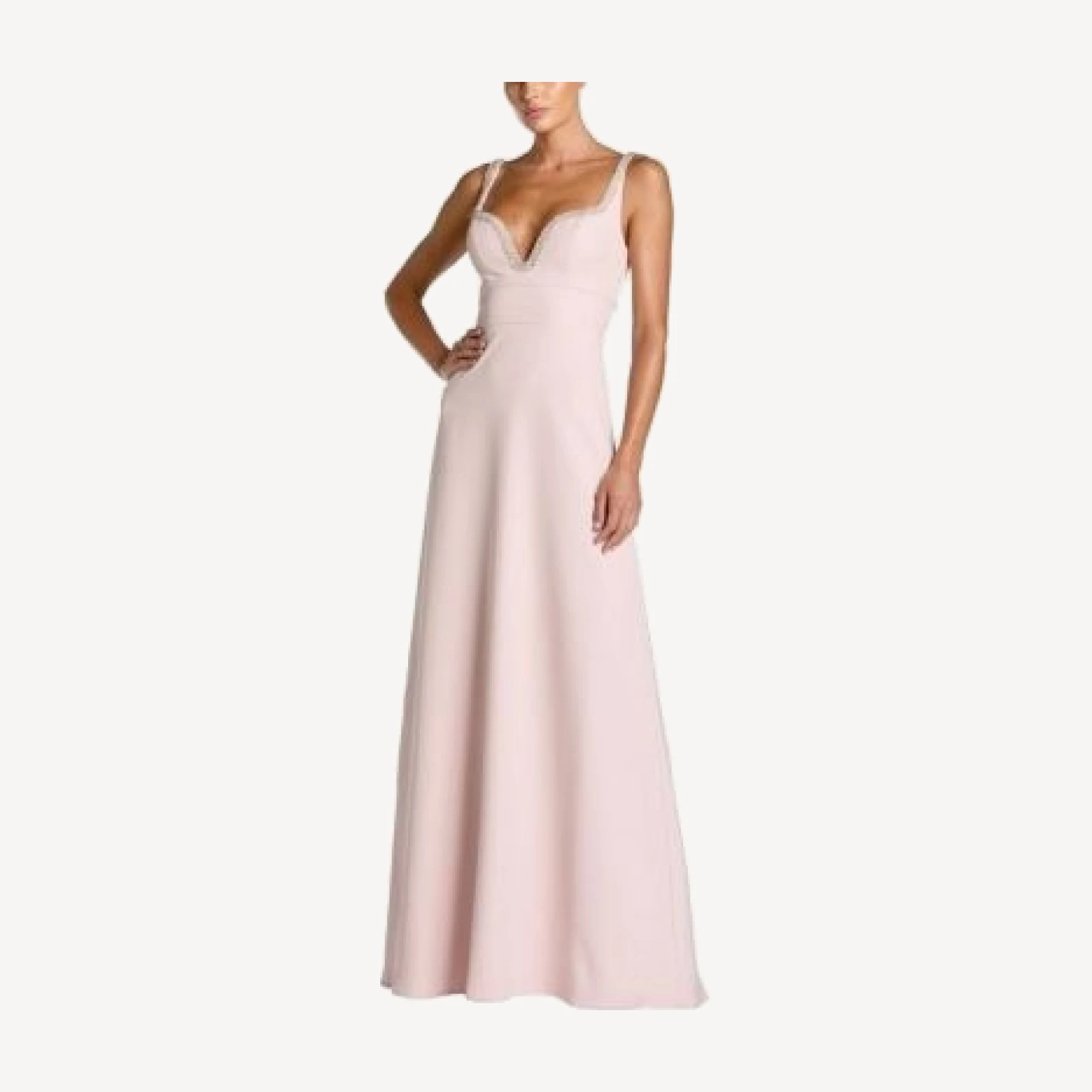 Mac Duggal Crepe Sleeveless Gown with Rhinestone Trim